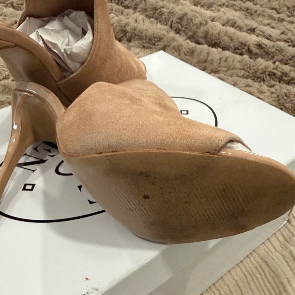 Steve Madden Camel Suede Heeled Mules - Picture 4 of 6